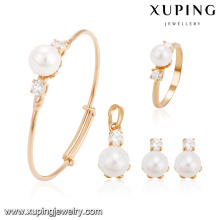 64239 Xuping wholesale charms gold plated pearl jewelry set for baby